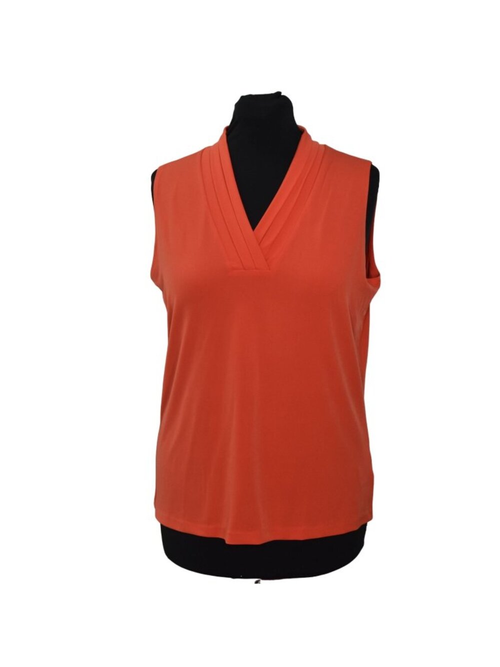 Jones New York Blouse Womens XL Orange Sunset Pleated V Neck Sleeveless Tank New